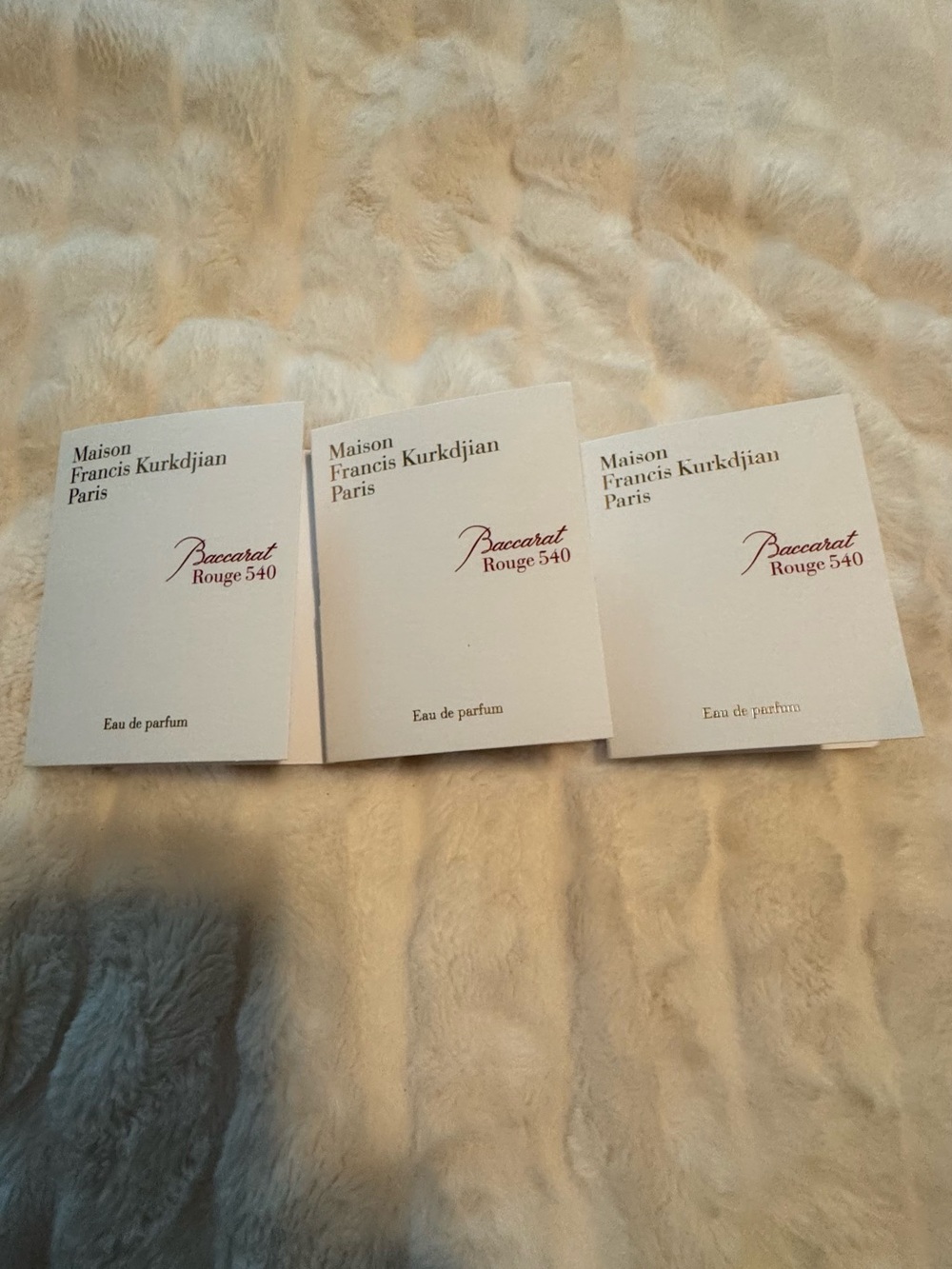 Maison Francis Kurkdjian Baccarat Rouge 540 3 Samples White 2ml each sample